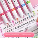 6pcs evidenziatore a forma di linea Roller Tip Curve Liner pennarelli penna Graffiti Kawaii cancelleria coreana